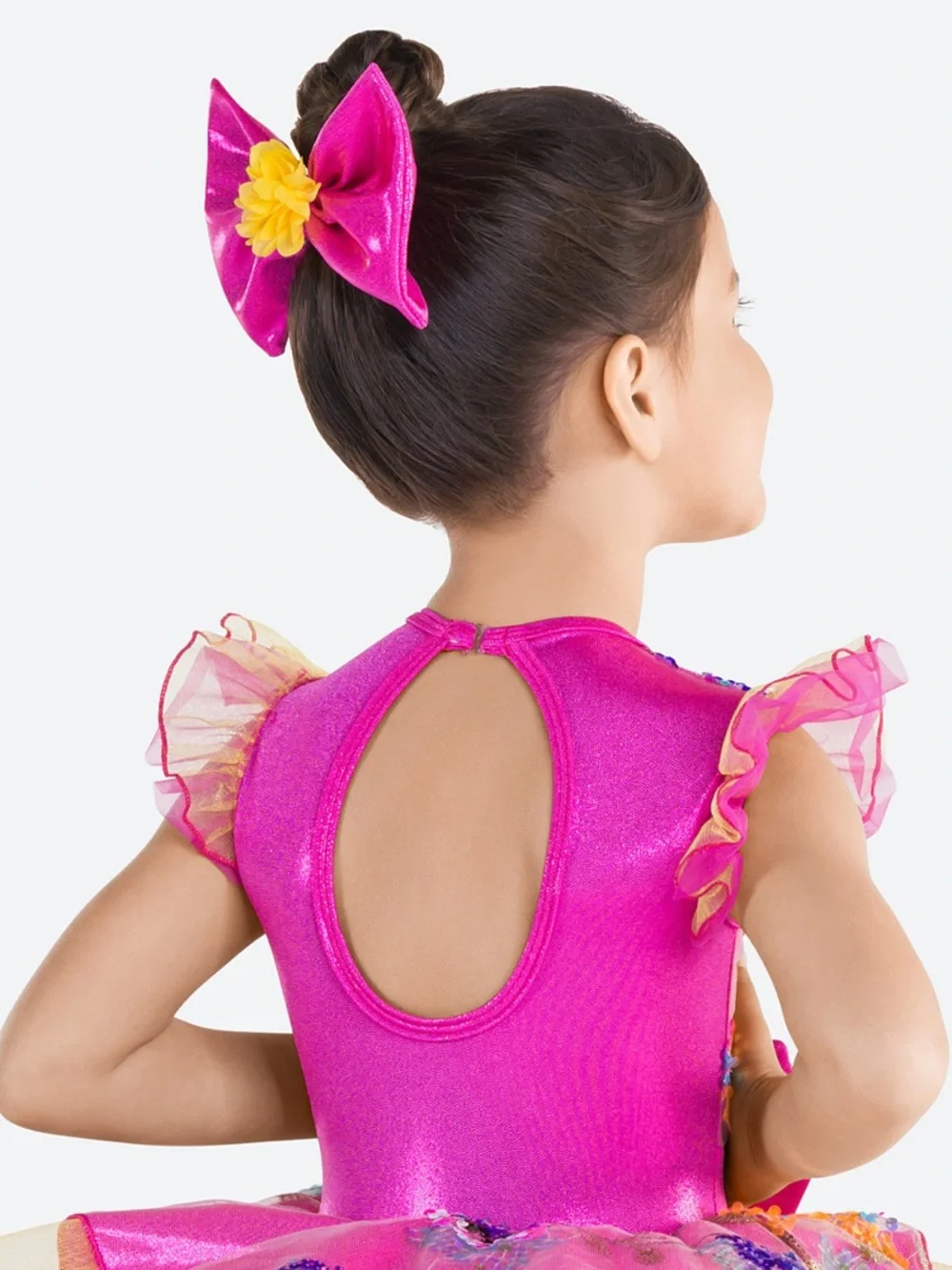 Girls Hot Pink Sequin Floral Embroidered Dance Dress Costume Size XL